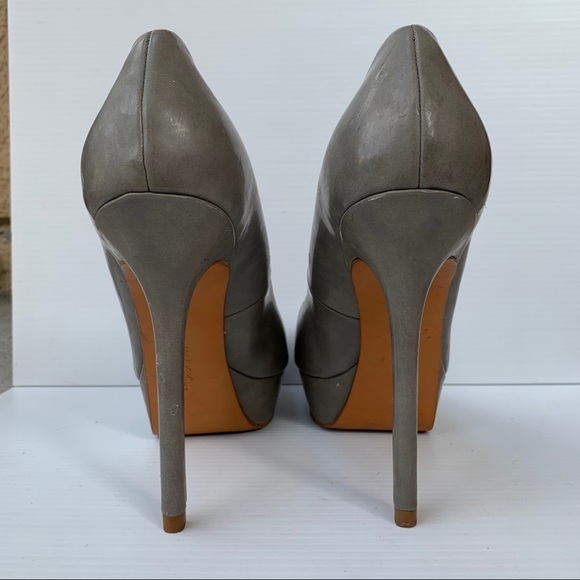 Zara Gray Peeptoe Heels - Picture 5 of 8